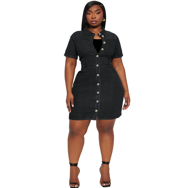plus size black denim dress MELVINA DRESS, L / Blue by Emily Lovelock AMOUR781 main image 0