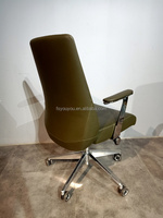 Chaise de bureau de direction moderne YOUYOU, accoudoirs chromés fixes, cuir synthétique, dossier ouvert, cadre en aluminium, base pivotante - Noir