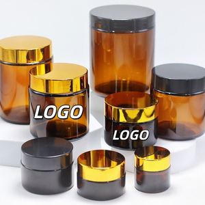 Vente en gros de contenants cosmétiques en verre ambré pour crème pour le visage, 30g, 50g, 60g, 100g, 120g, 150g, 240g, 270g, avec couvercle à vis noir ou doré - Product Image 1