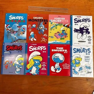 Lot de 8 bandes dessinées illustrées en couleur <span class=keywords><strong>3</strong></span>-en-1 <span class=keywords><strong>Les</strong></span> Schtroumpfs – Livres d'histoires illustrés pour l'apprentissage précoce de l'anglais, reliure piquée à cheval, impression offset - Product Image 1