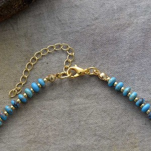 Collier en pierres naturelles, perles bleu ciel et blanches, bijoux unisexes, cadeau, origine Jinhua - Product Image 2