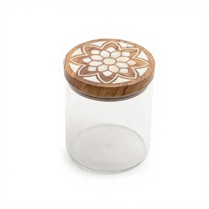 Latest Design Acrylic <b>Sweets</b> <b>Box</b> With Wooden Lid Customized Size Round Shape Food Serving Jar At Low Price - Product Image 1