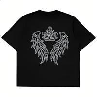 Dernier design de transfert thermique personnalisé en strass pour T-shirt : Couronne et ailes d'ange