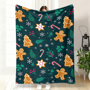 Couverture en flanelle Gingerbread Man, couverture de sieste réversible, douillette et chaude pour chambre à coucher, salon, impression personnalisée OEM ODM YH-M - Product Image 5