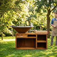 Barbecue en acier Corten - Finition rouille moderne, barbecue au charbon de bois portable pour les fêtes de famille et l'utilisation en extérieur à la maison