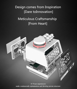 Máy tính để bàn loa đồng hồ báo thức với FM Đài phát thanh đa chức năng gương dẫn màn hình kỹ thuật số Đồng hồ báo thức kép USB sạc cổng - Product Image 4