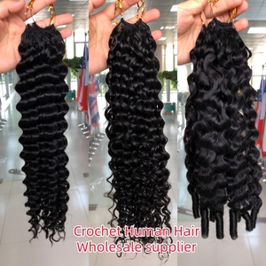 Extensioni per capelli umani Deep Water Wave Feather Crochet, senza nodi, pre-selezionate, ricci birmani, all'ingrosso per intrecciare - Product Image 1