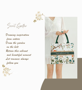 Bolso de mano de doble cara bolso de compras de <span class=keywords><strong>estambre</strong></span> estampado natural poliéster impermeable reutilizable - Product Image 2