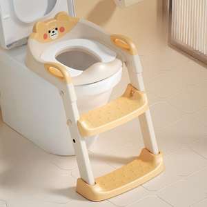 ที่นั่งบนโถส้วมสำหรับเด็กหัดเดินในห้องน้ำพร้อมราวจับ (ลายการ์ตูนพลาสติก) - Product Image 2
