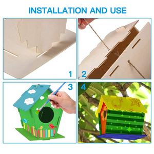 Hot Koop Nieuwe <span class=keywords><strong>Unfinished</strong></span> Houten Vogel Huis Diy Vogel Huizen Voor Kids Custom Houten Vogelhuisjes - Product Image 4