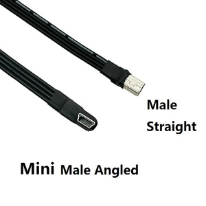 Oem tiêu chuẩn Mini <span class=keywords><strong>USB</strong></span> cáp phẳng Ribbon cấu hình thấp 90 độ Angled mở rộng góc bên phải điện sạc PVC dây cho máy ảnh - Product Image 2