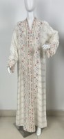 Robe Maxi de Bohème Arabe pour Femme Devant avec Pleine de Broderie et Paillettes Motifs Ethniques