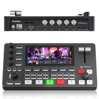 TONGVEO - Paquete de 4 Cámaras PTZ 4K con Zoom 20X y Seguimiento Automático por IA, Controlador de Joystick PTZ, Mezclador de Video, Interruptor POE, Transmisión en Vivo