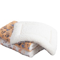 Tapis de lit d'hiver chaud imprimé de patte de luxe épaisseur doux corail polaire flanelle tapis de lit pour chiot chien chat