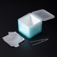 Boîte carrée personnalisable pour cotons démaquillants, pot à masques en coton avec couvercle rabattable et pince à épiler, conteneur pour cotons démaquillants – Offre Spéciale