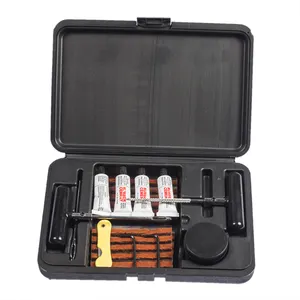 Kit de reparo de pneu de veículo com caixa preta, portátil, automóvel e motocicleta, bicicleta elétrica, manual, reparo de pneu veículo com caixa preta