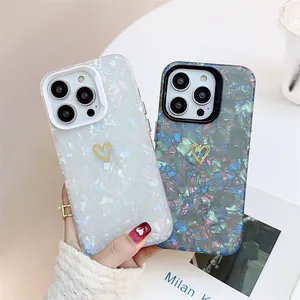 Moda IMD Shell Pattern Love Heart Mobile Phone Case para iPhone 14 13 12 11 Pro Max Xs Xr Xs Max Capas de telefone para todos os telefones