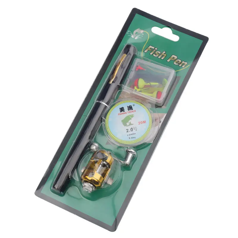 Portable 1M matériel de pêche stylo poche Mini canne à pêche en alliage d'aluminium extérieur verre dur FRP glace canne à pêche étui CN;JIN XINGE