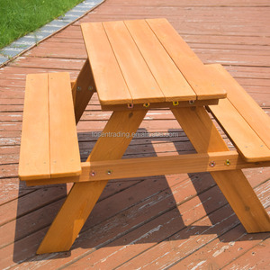 ชุดโต๊ะปิกนิกและม้านั่งไม้ธรรมชาติ - โต๊ะรับประทานอาหารกลางแจ้งสำหรับทุกสภาพอากาศ พร้อมม้านั่งติดตั้งในตัว สำหรับสนามหลังบ้าน ลานบ้าน และสวน - Product Image 2