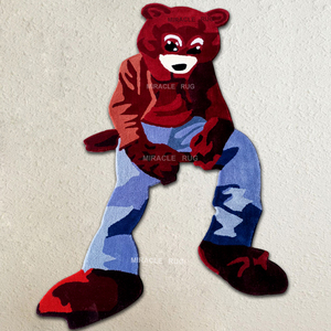 Conjunto de alfombra personalizada para sala de estar, alfombrilla de diseño de oso de dibujos animados, alfombras en 3D con forma de área, el mejor precio - Product Image 1
