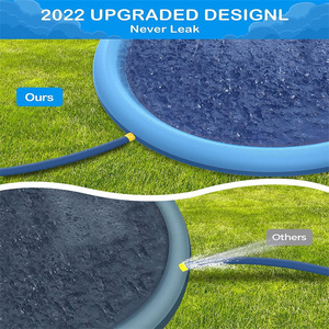 PVC <b>Inflatable</b> Water Spray Mat For Dogs 170cm Outdoor Pet <b>Bathing</b> Play Toy Light Blue - Product Image 3