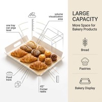 Plateau de service rectangulaire en plastique ABS avec poignées, plateau de boulangerie pour la présentation de pain, gâteaux et pâtisseries dans les restaurants, les buffets et la restauration