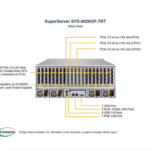 Supermicro 4029gp TRT Gen 2 Bộ xử lý kép giá máy chủ 8x gấp đôi Chiều rộng Xeon 8 thẻ học sâu GPU rtx4090 1TB có sẵn - Product Image 6