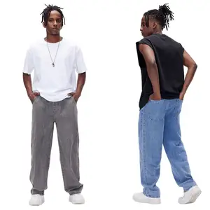 Gingtto yeni Denim kot pantolon erkek gevşek yüksek sokak düz geniş bacak Baggy kot erkekler
