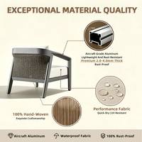 Fauteuil de salle à manger d'extérieur en aluminium haut de gamme, résistant aux intempéries, design minimaliste, pour les développeurs de communautés fermées