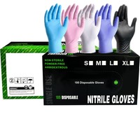 Gants jetables Nitrile 9 pouces sans latex pour le nettoyage, les soins des cheveux, le nail art, la beauté, les salons et le tatouage – 3mil 4mil