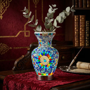 Lampe de table en verre coloré de style marocain turc, mosaïque USB Marrakech, avec base en métal, pour la décoration de la chambre à coucher et de la maison - Product Image 2