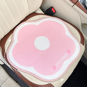 Juego de cojines de asiento de coche de felpa con diseño de conejito de dibujos animados, soporte lumbar suave para otoño e invierno, almohadilla de asiento antideslizante en forma de U - Product Image 3