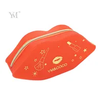 Makeup Bag Bag OEM ODM Red Portable Makeup Bag Ladies Fashion Tpu Lip Shaped Cosmetic Bag