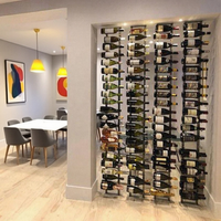 Porte-vin de luxe en acier inoxydable Foshan, design moderne haut de gamme avec LED, pour montage au sol ou au plafond, mobilier de maison, taille et couleur personnalisables, idéal pour bar.