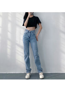2025 nouveau début printemps conception femmes jean <span class=keywords><strong>pantalon</strong></span> personnalisé haute élastique jean femmes empilé ciré mode Denim jean fille - Product Image 6