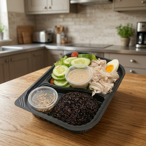 Black 1 2 4 Compartment <b>Disposable</b> Plastic <b>Food</b> <b>Container</b> with Lid Takeaway Lunch Box Meal Prep <b>Food</b> Storage Packaging Box - Product Image 1