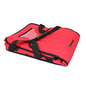 Portatile resistente poliestere riutilizzabile termoisolante rosso nero 14 "16" consegna Pizza borsa per il trasporto con divisorio - Product Image 4