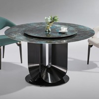 Table à manger de luxe moderne et minimaliste avec plateau tournant, non pliable, en pierre de cristal, mobilier de maison, chaise de salle à manger