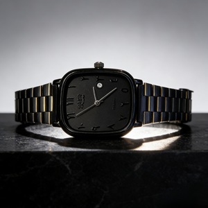 Montre pour homme SABR carrée avec affichage de la date, mouvement à quartz, bracelet en acier inoxydable noir, résistante à l'eau, chiffres arabes - Product Image 6