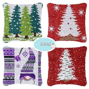 Trava Kits de gancho para DIY Lance Pillow Cover, Flores coloridas Padrão Needlework Capa de Almofada Mão Craft Crochet para a Grande Família