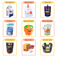 Pochette à bec verseur réutilisable en plastique pour liquides (jus, spiritueux, alcool) avec logo personnalisé, 8oz, 16oz, 32oz, pour voyage et extérieur