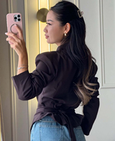 Nouveau Blazer Femme Slim Asymétrique Respirant à Boutonnage Simple Manches Longues Tendance Décontracté et Professionnel