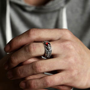 Anillos de plata antigua SC 2023 para hombres, Toad de amor, salud, riqueza, Domineering, 10mm, doble protección, Feng Shui, Mantra Pixiu - Product Image 3