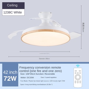 Venta de fábrica Ventilador de techo LED con hoja oculta Control remoto de 3 colores Bajo ruido para sala de estar y comedor Fuente de alimentación USB - Product Image 6