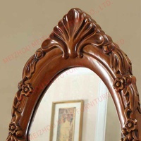Flip Full Length Mirror Carved Floral 74" Tall Oval Solid Wood Freestanding Traditional Full Length Mirror for Bedroom Closet