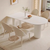 Ensemble de table à manger ovale moderne en ardoise pour 6 chaises, design colonne romaine, écologique et durable, pour la maison et l'hôtellerie