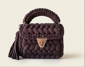 Chocolate Brown <b>Braided</b> Handmade Purse Ethnic Stylish Pearl Two Straps Purse Cotton <b>Cord</b> Weaving for Women's Mini Bags - Product Image 1