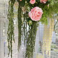 Grosir tanaman gantung buatan Amaranthus hijau berkualitas tinggi untuk dekorasi tanaman dinding DIY
