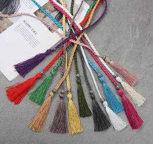 Corda de borla longa de seda, feita à mão, dupla-cabeça, multicolor, tieback para cortina, borla, cordão, cinto de cintura