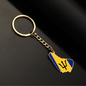 Nhà Máy tráng men <span class=keywords><strong>Barbados</strong></span> cờ bản đồ <span class=keywords><strong>Keyring</strong></span> thép không gỉ 18K mạ vàng men Caribbean biển barbadian bản đồ Mặt dây chuyền móc chìa khóa - Product Image 4